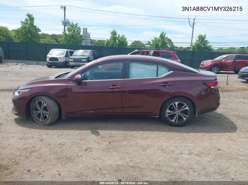 2021 Nissan Sentra Sv Xtronic Cvt VIN: 3N1AB8CV1MY326215 Lot: 45428724