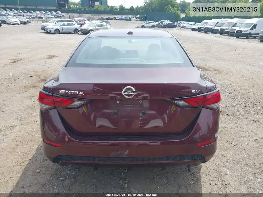 2021 Nissan Sentra Sv Xtronic Cvt VIN: 3N1AB8CV1MY326215 Lot: 45428724