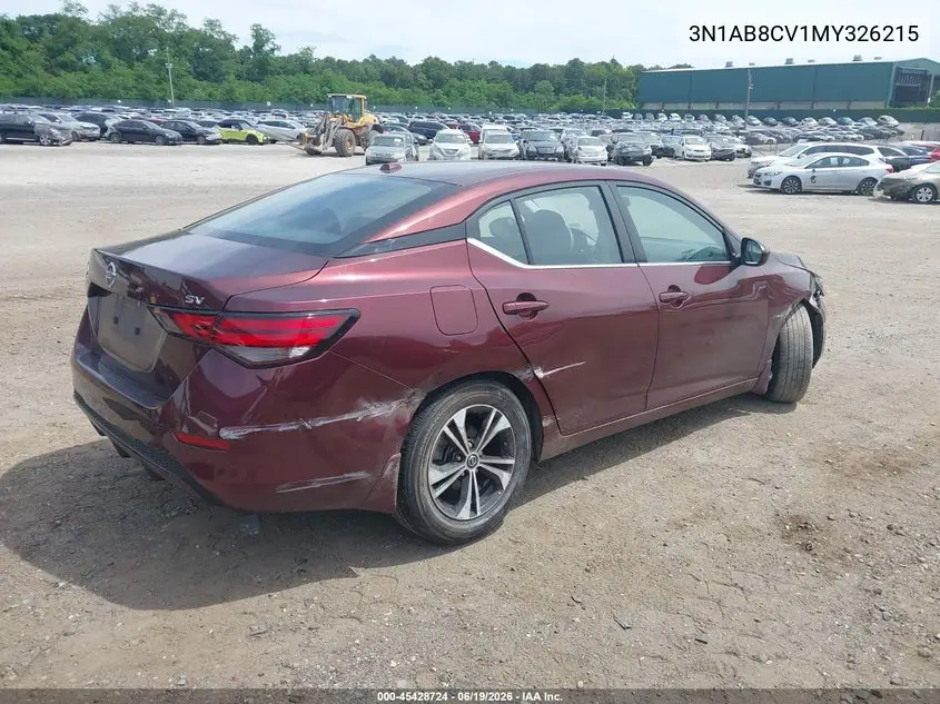 2021 Nissan Sentra Sv Xtronic Cvt VIN: 3N1AB8CV1MY326215 Lot: 45428724