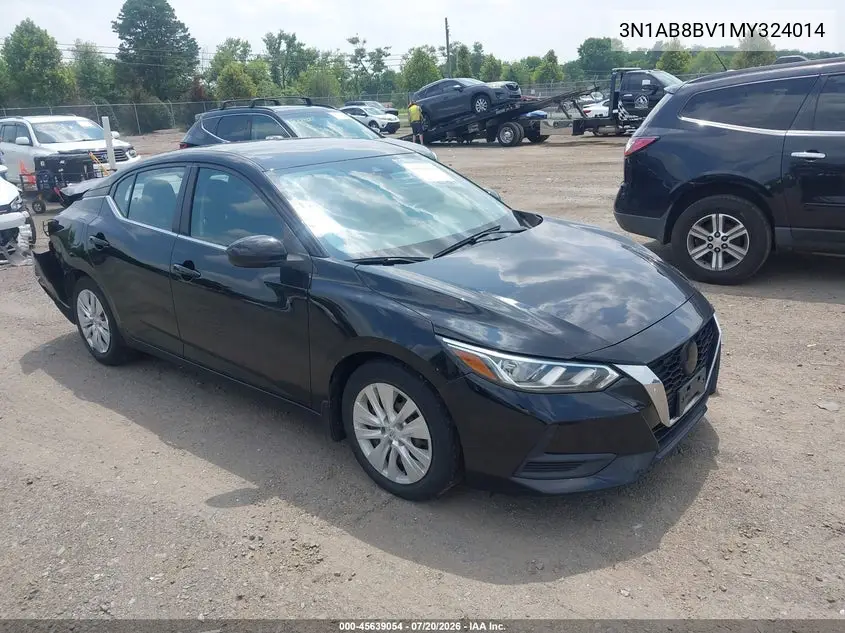 2021 Nissan Sentra S Xtronic Cvt VIN: 3N1AB8BV1MY324014 Lot: 45639054