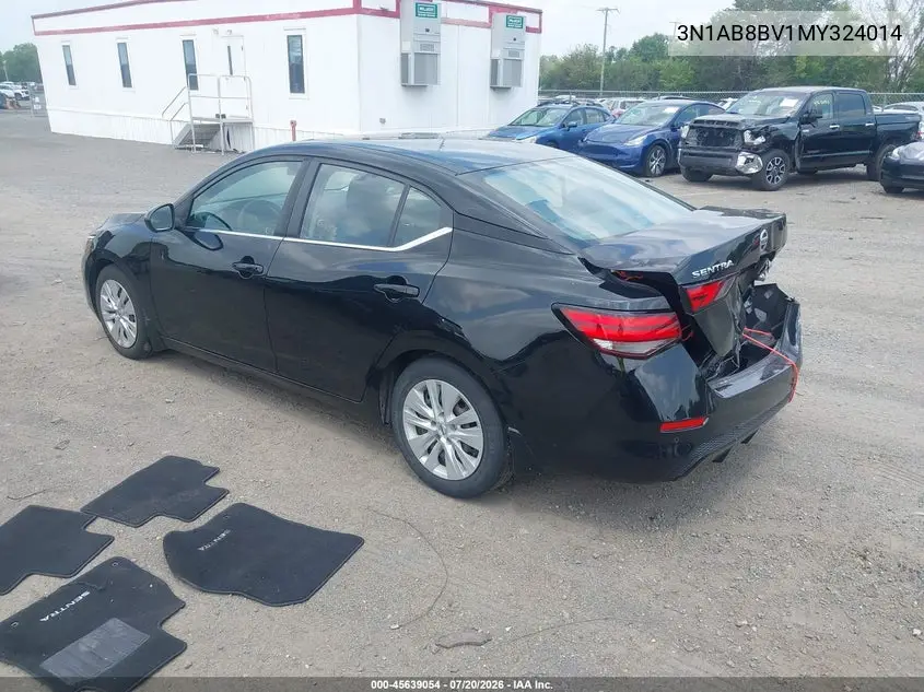 2021 Nissan Sentra S Xtronic Cvt VIN: 3N1AB8BV1MY324014 Lot: 45639054
