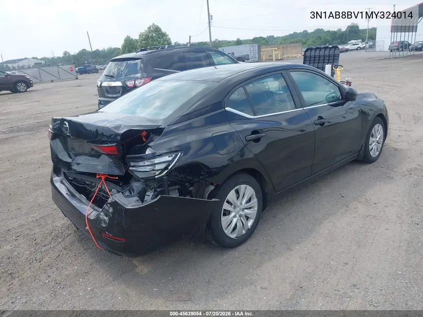 2021 Nissan Sentra S Xtronic Cvt VIN: 3N1AB8BV1MY324014 Lot: 45639054