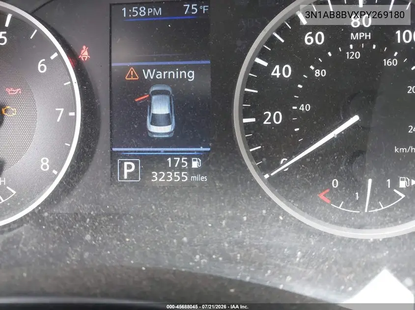 2023 Nissan Sentra S Xtronic Cvt VIN: 3N1AB8BVXPY269180 Lot: 45688045