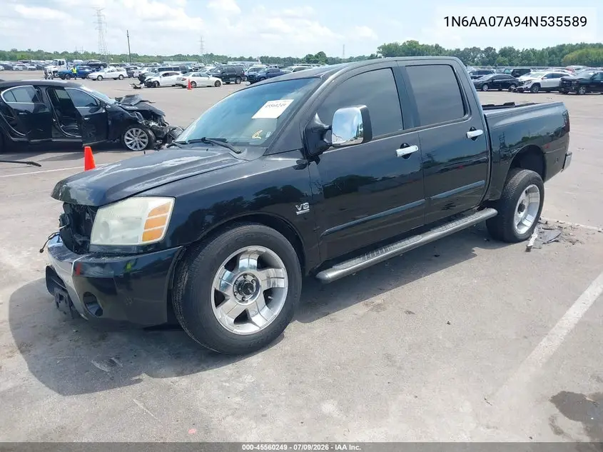 2004 Nissan Titan Le VIN: 1N6AA07A94N535589 Lot: 45560249