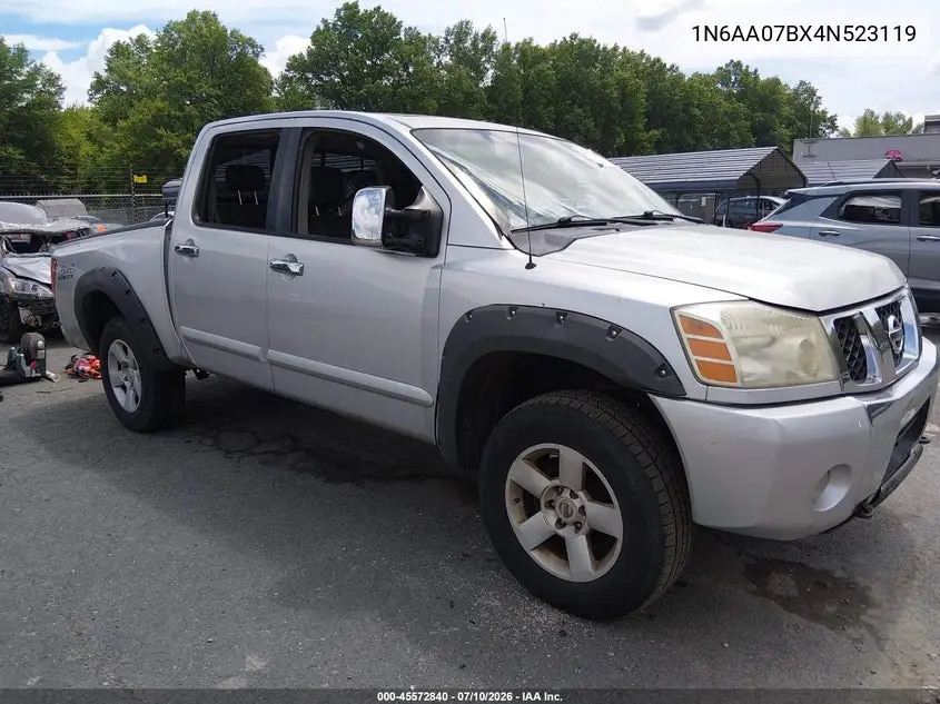2004 Nissan Titan Le VIN: 1N6AA07BX4N523119 Lot: 45572840