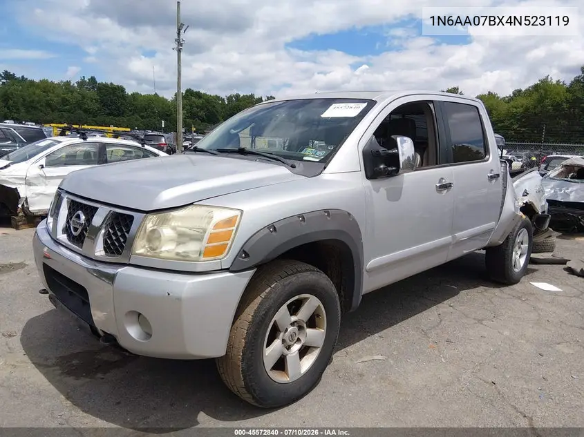 2004 Nissan Titan Le VIN: 1N6AA07BX4N523119 Lot: 45572840