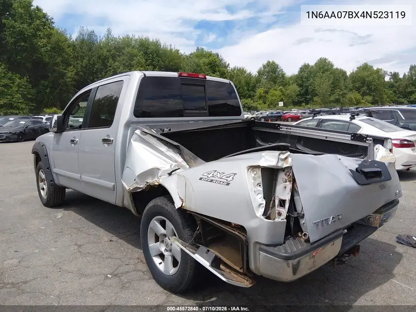 2004 Nissan Titan Le VIN: 1N6AA07BX4N523119 Lot: 45572840