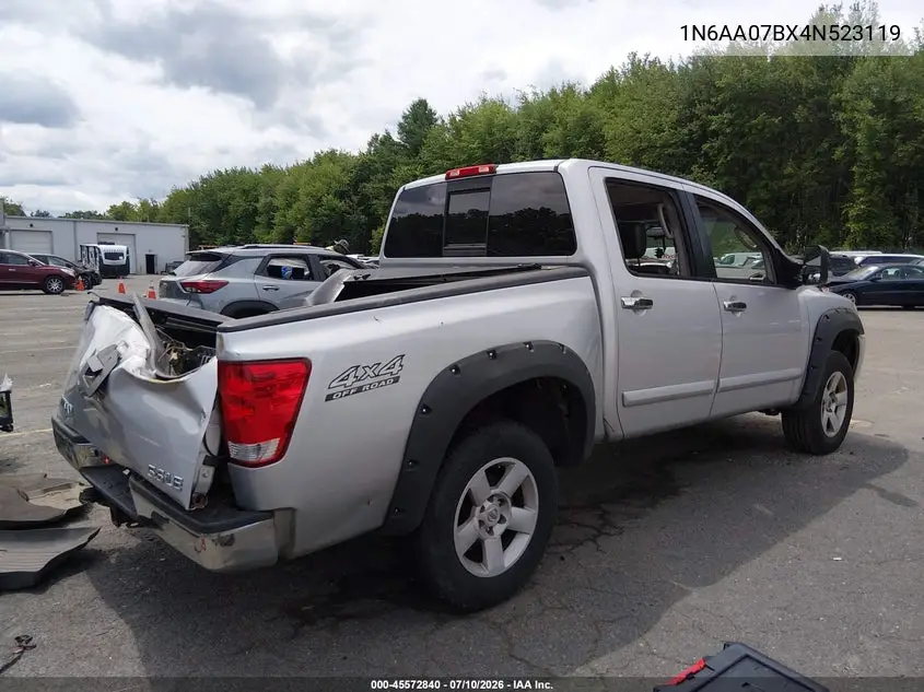 2004 Nissan Titan Le VIN: 1N6AA07BX4N523119 Lot: 45572840