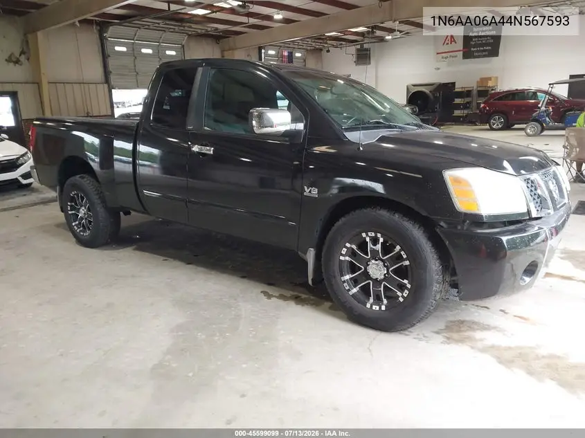 2004 Nissan Titan Se VIN: 1N6AA06A44N567593 Lot: 45599099
