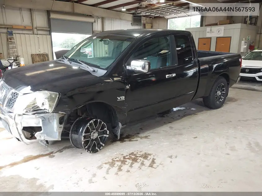 2004 Nissan Titan Se VIN: 1N6AA06A44N567593 Lot: 45599099