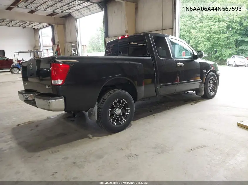 2004 Nissan Titan Se VIN: 1N6AA06A44N567593 Lot: 45599099