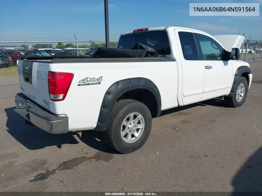 2004 Nissan Titan Se VIN: 1N6AA06B64N591564 Lot: 45605885