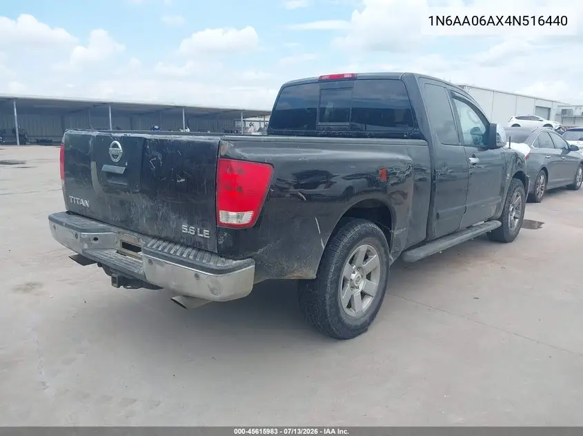 2004 Nissan Titan Le VIN: 1N6AA06AX4N516440 Lot: 45615983