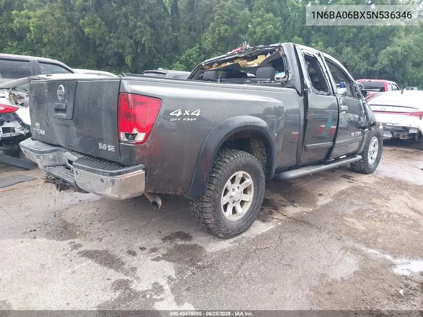 2005 Nissan Titan Se VIN: 1N6BA06BX5N536346 Lot: 45478095