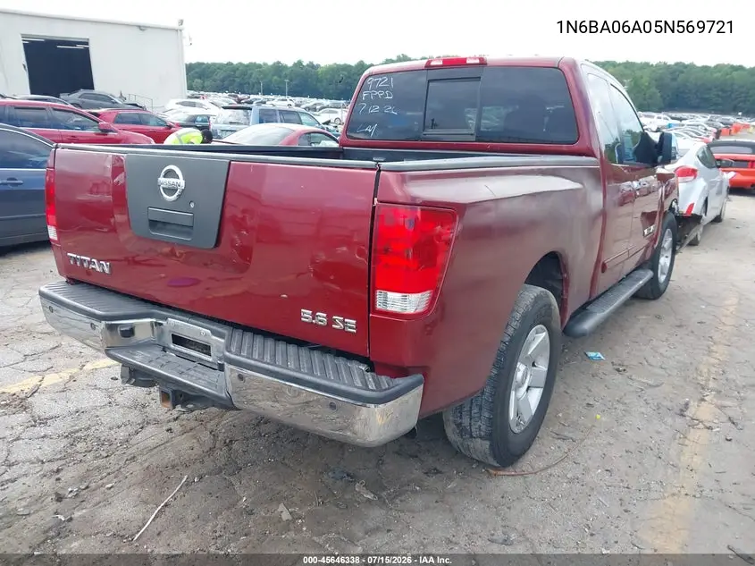 2005 Nissan Titan Se VIN: 1N6BA06A05N569721 Lot: 45646338