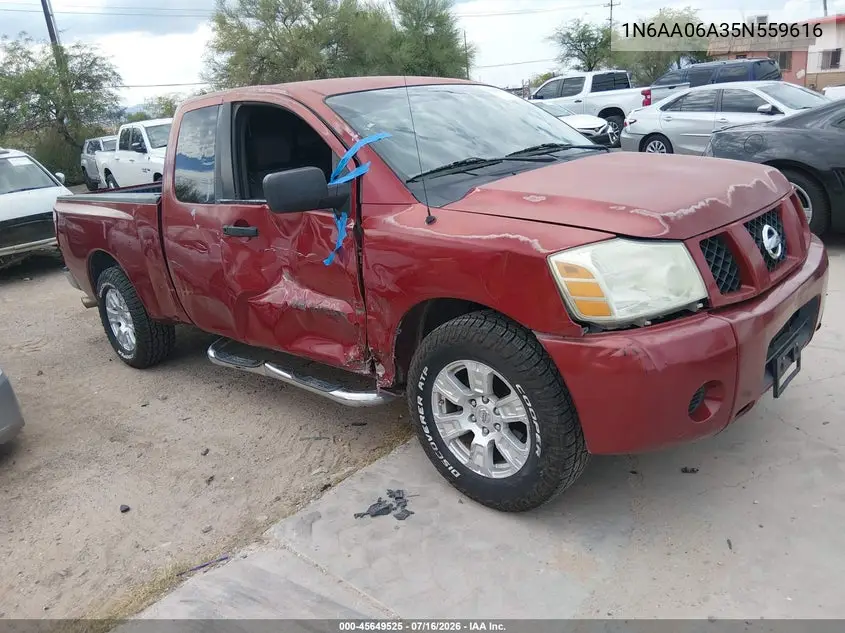 2005 Nissan Titan Xe VIN: 1N6AA06A35N559616 Lot: 45649525