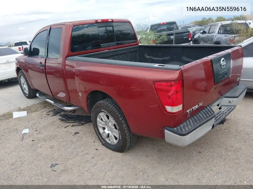 2005 Nissan Titan Xe VIN: 1N6AA06A35N559616 Lot: 45649525