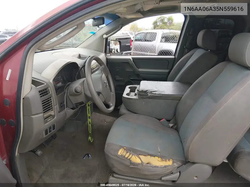 2005 Nissan Titan Xe VIN: 1N6AA06A35N559616 Lot: 45649525