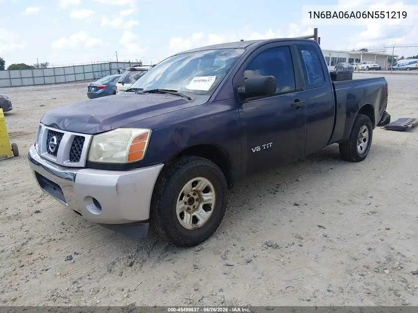 2006 Nissan Titan Xe VIN: 1N6BA06A06N551219 Lot: 45498637