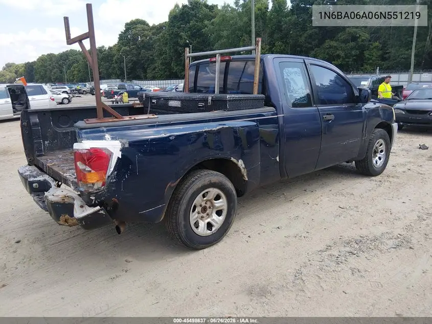 2006 Nissan Titan Xe VIN: 1N6BA06A06N551219 Lot: 45498637