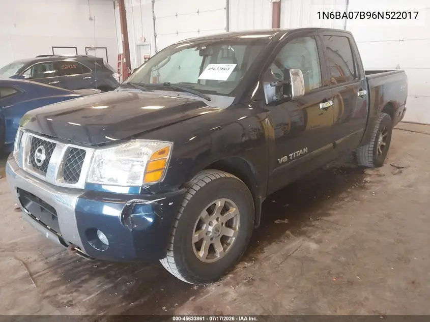 2006 Nissan Titan Le VIN: 1N6BA07B96N522017 Lot: 45633861