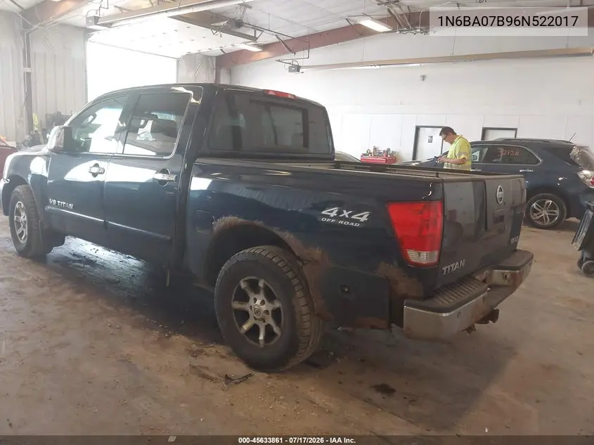 2006 Nissan Titan Le VIN: 1N6BA07B96N522017 Lot: 45633861
