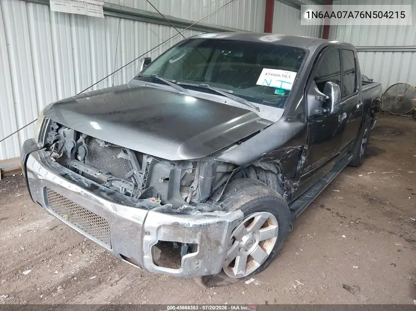 2006 Nissan Titan Le VIN: 1N6AA07A76N504215 Lot: 45666383