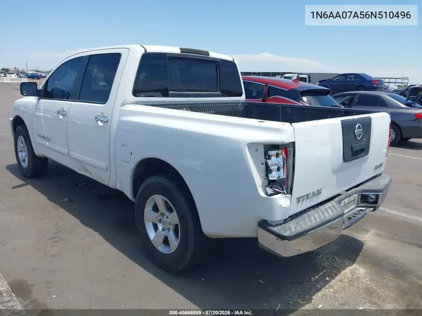 2006 Nissan Titan Se VIN: 1N6AA07A56N510496 Lot: 45666589
