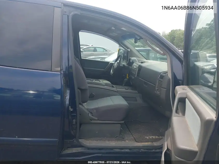 2006 Nissan Titan Se VIN: 1N6AA06B86N505934 Lot: 45677935