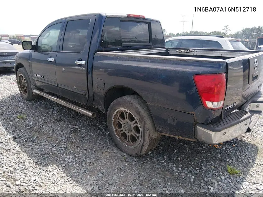 2006 Nissan Titan Le VIN: 1N6BA07A16N512718 Lot: 45682665