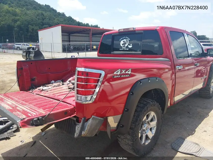 2007 Nissan Titan Xe VIN: 1N6AA07BX7N228400 Lot: 45504865
