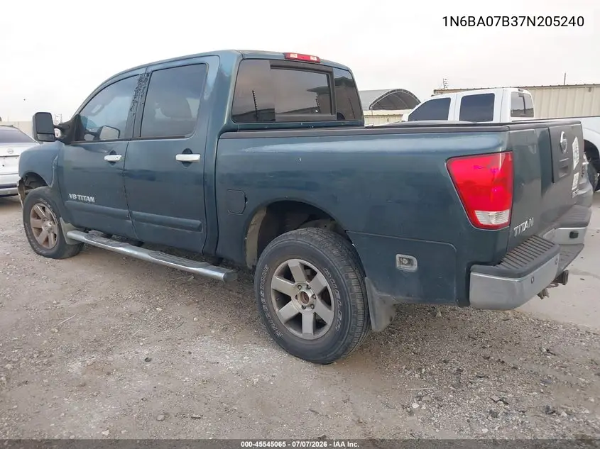 2007 Nissan Titan Se VIN: 1N6BA07B37N205240 Lot: 45545065