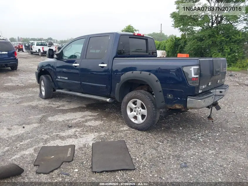 2007 Nissan Titan Le VIN: 1N6AA07B37N207016 Lot: 45550920