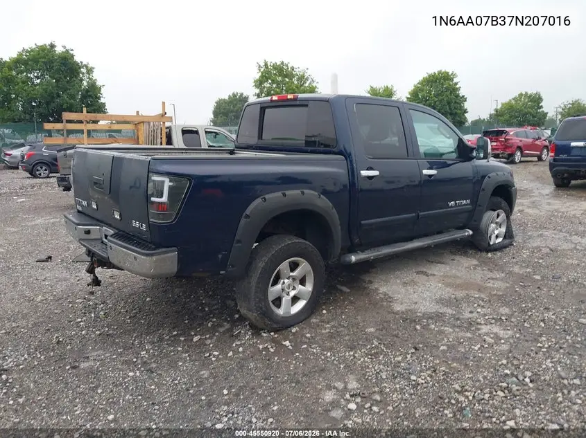2007 Nissan Titan Le VIN: 1N6AA07B37N207016 Lot: 45550920