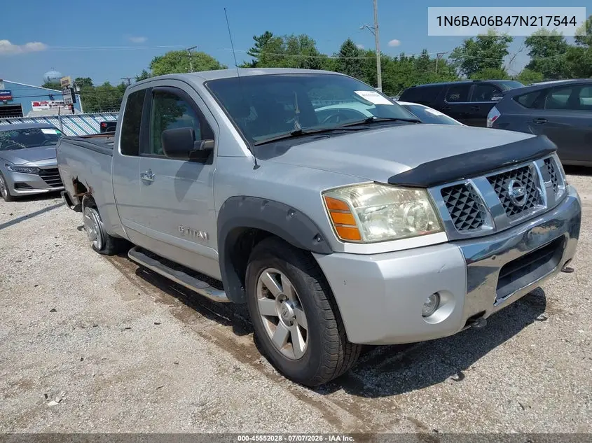 2007 Nissan Titan Se VIN: 1N6BA06B47N217544 Lot: 45552028