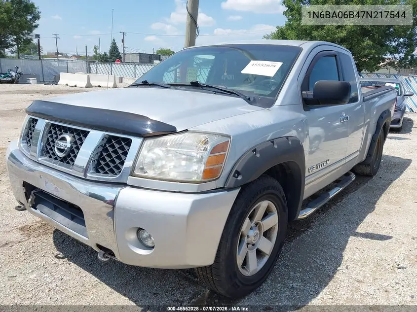 2007 Nissan Titan Se VIN: 1N6BA06B47N217544 Lot: 45552028
