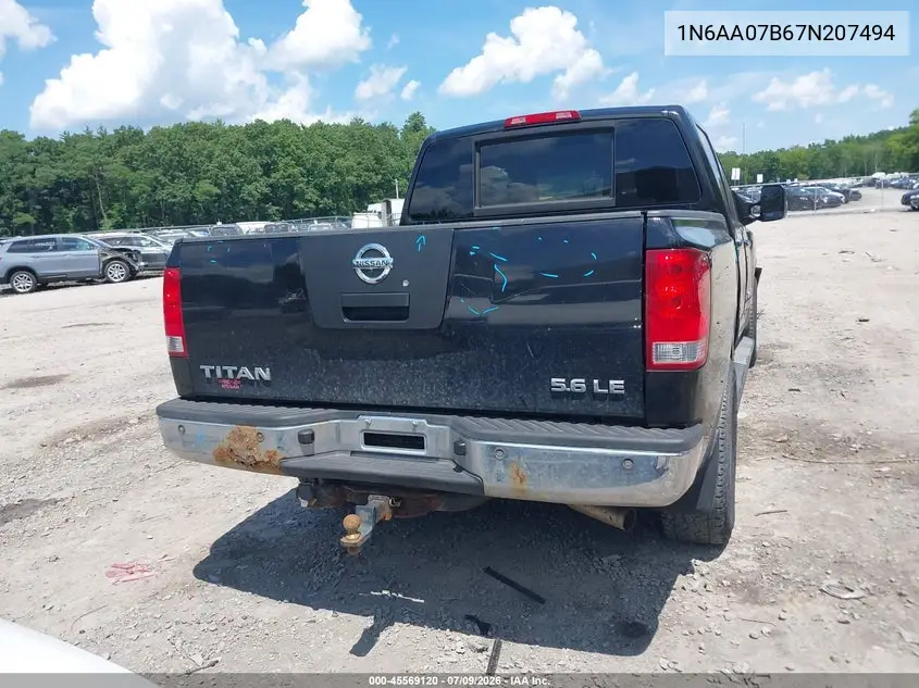 2007 Nissan Titan Le VIN: 1N6AA07B67N207494 Lot: 45569120