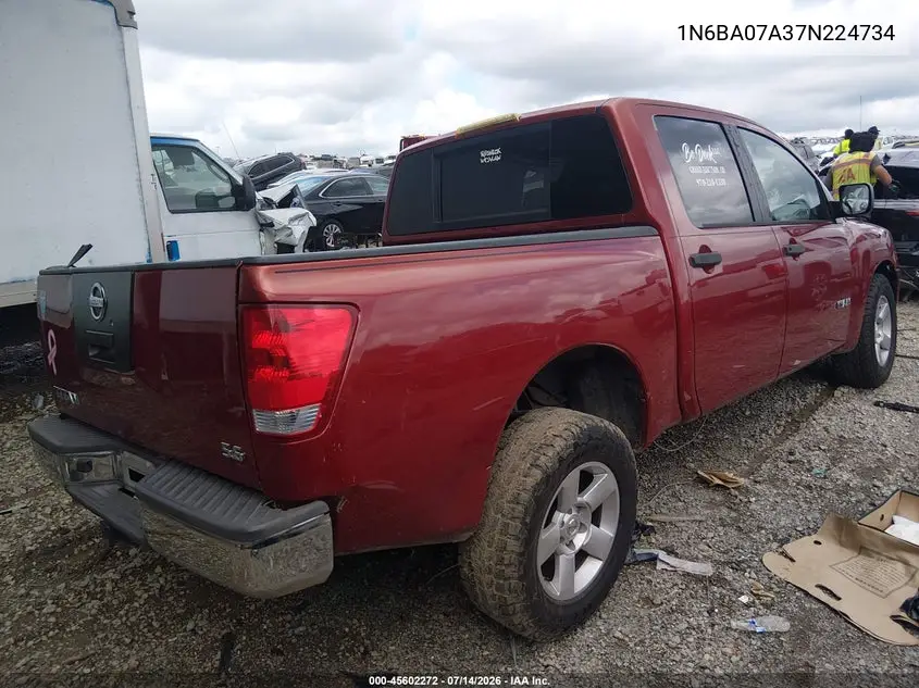 2007 Nissan Titan Xe VIN: 1N6BA07A37N224734 Lot: 45602272