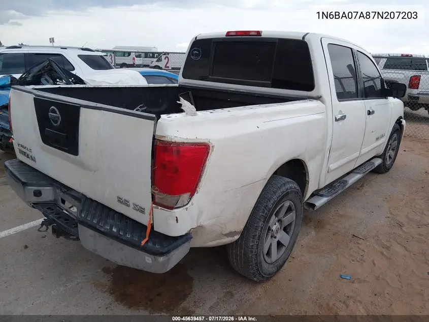 2007 Nissan Titan Se VIN: 1N6BA07A87N207203 Lot: 45639457