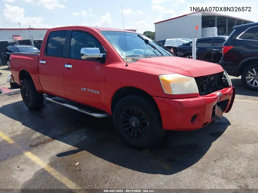 2008 Nissan Titan Xe VIN: 1N6AA07DX8N326572 Lot: 45374825