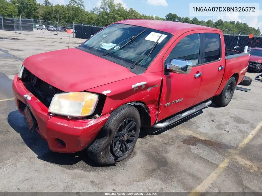 2008 Nissan Titan Xe VIN: 1N6AA07DX8N326572 Lot: 45374825