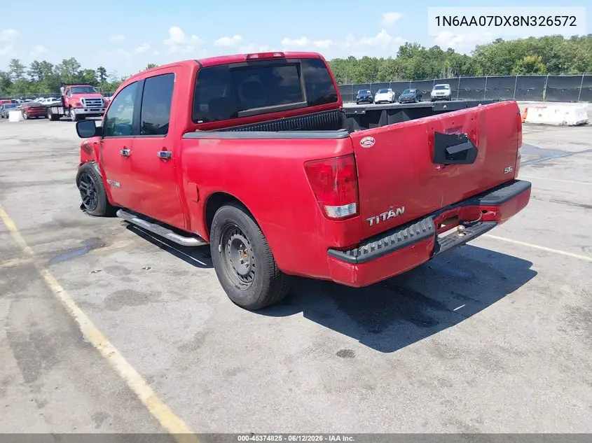 2008 Nissan Titan Xe VIN: 1N6AA07DX8N326572 Lot: 45374825