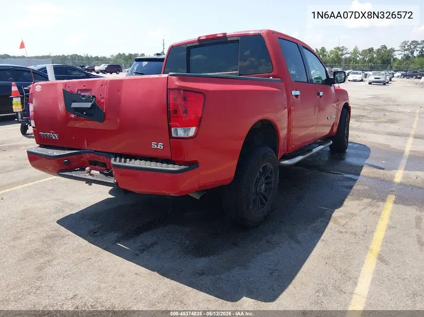 2008 Nissan Titan Xe VIN: 1N6AA07DX8N326572 Lot: 45374825