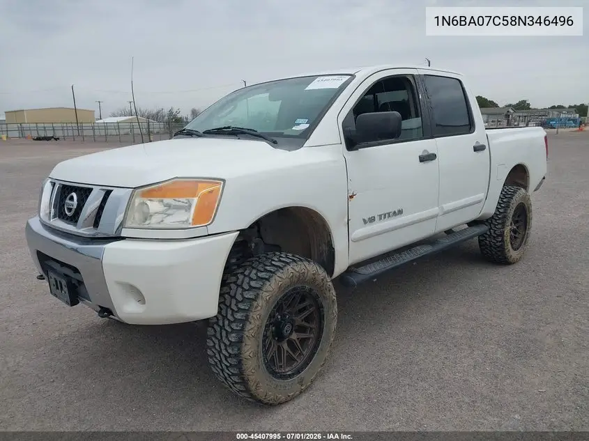 2008 Nissan Titan Xe VIN: 1N6BA07C58N346496 Lot: 45407995