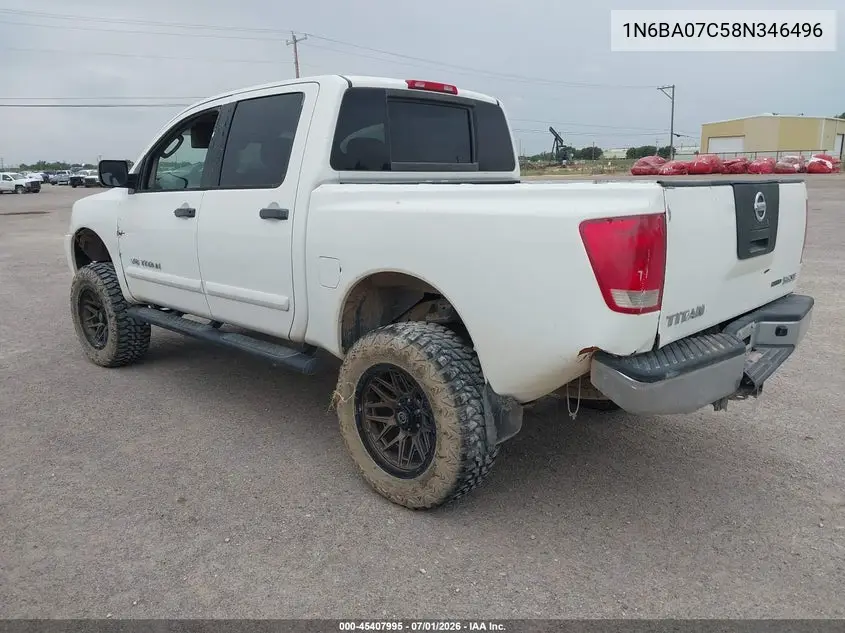 2008 Nissan Titan Xe VIN: 1N6BA07C58N346496 Lot: 45407995