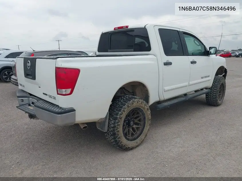 2008 Nissan Titan Xe VIN: 1N6BA07C58N346496 Lot: 45407995