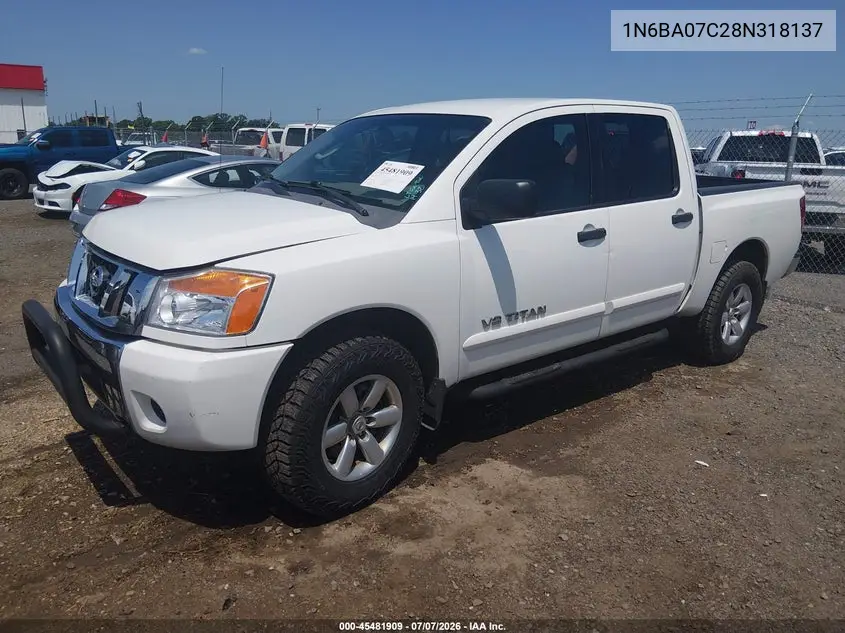 2008 Nissan Titan Se VIN: 1N6BA07C28N318137 Lot: 45481909