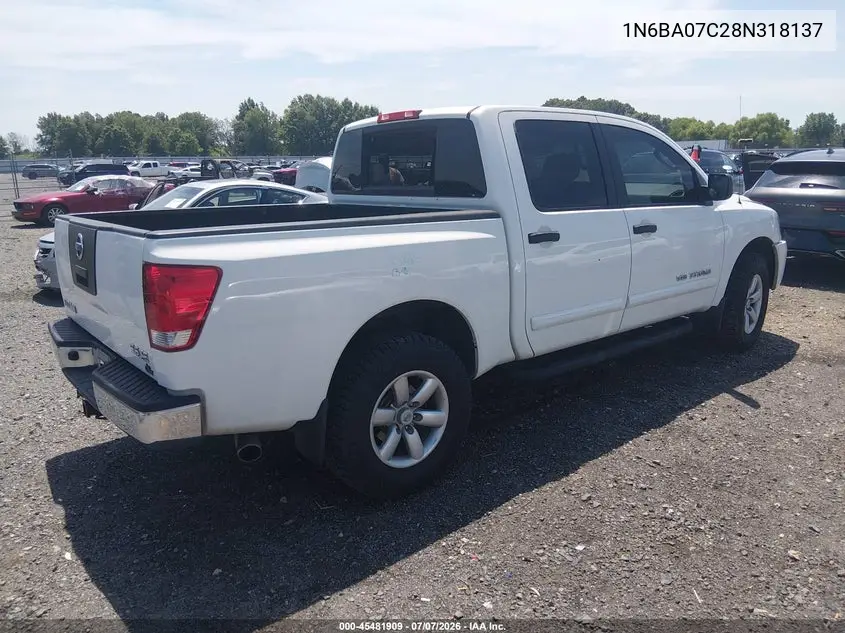 2008 Nissan Titan Se VIN: 1N6BA07C28N318137 Lot: 45481909