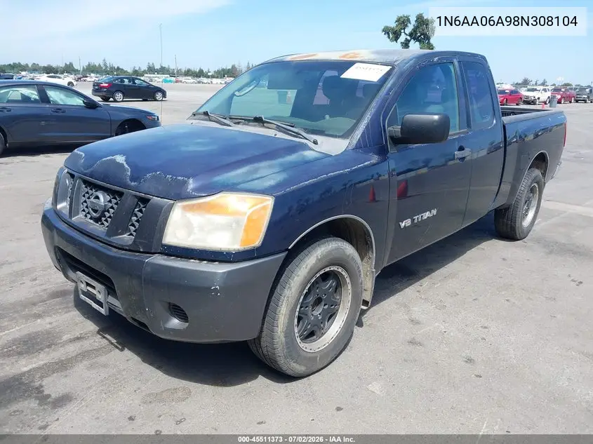 2008 Nissan Titan Xe VIN: 1N6AA06A98N308104 Lot: 45511373