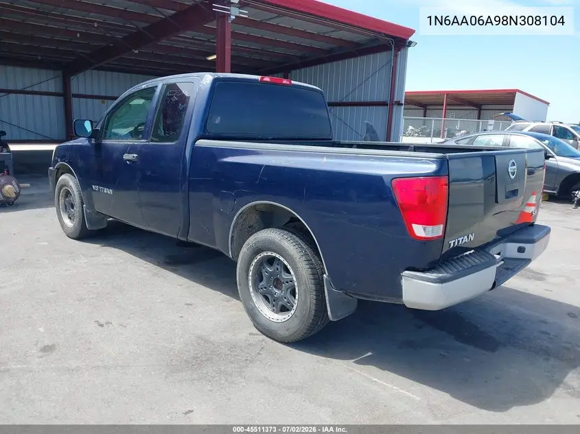 2008 Nissan Titan Xe VIN: 1N6AA06A98N308104 Lot: 45511373